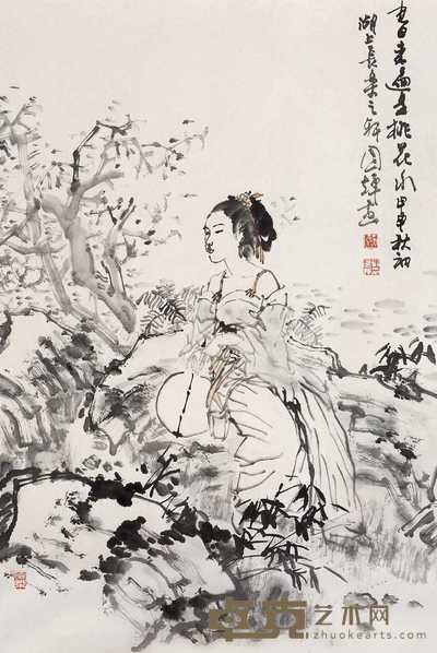 刘国辉 甲申（2004年）作 春来遍是桃花水 镜心 70×46.5cm